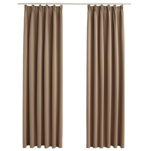 HETFTJN Set di 2 tende oscuranti con ganci, tende oscuranti per camera da letto e soggiorno, 140 x 175 cm, colore tortora, in poliestere resistente, 2 pezzi