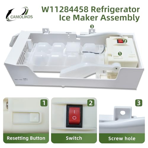 W11284458 Refrigerator Ice Maker Assembly Fits for Whirlpool W11088559 Ice Maker Replace 4961086 AP6809232 PS12584610 EAP12584610 NTXA001WA1