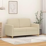 ZQQLVOO Sofá de 2 plazas color crema acogedor sillón con acolchado y estructura metálica para salón y rincón de lectura 120 cm de tela