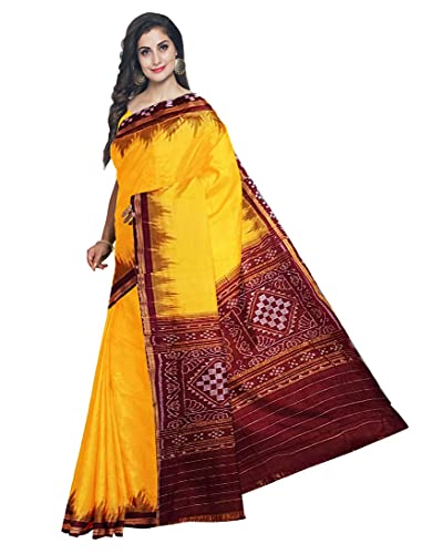 Image of Ikat Women Cotton Saree, Handmade Pure Cotton Khandua Saree, Ikkat Orissa Traditional Handloom Saree Without Blouse 45