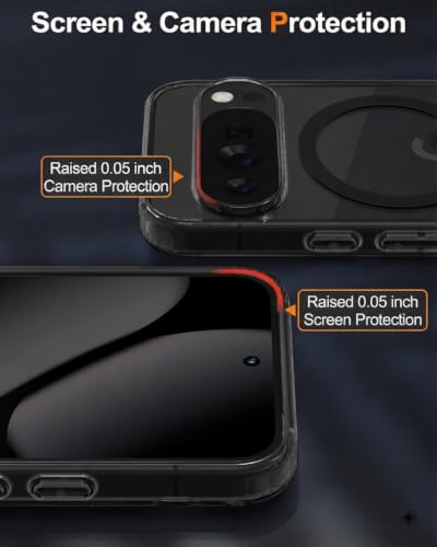 Image of Elzzi Anti Scratch Semi Translucent Cover for Google Pixel 9 Pro Case, Premium PC + TPU Magnetic Phone Cases Drop Proof, Compatible with Magsafe Slim Never Yellowing Shockproof