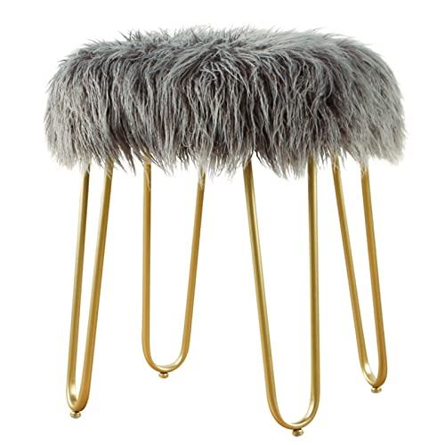 Taburete De Tocador De Dormitorio Taburete De Cambio De Zapatos De Entrada Taburete De Maquillaje Cojín De Alta Resistencia Patas De Taburete De Metal Resistente (Color : Dark Grey, S : 40x40x48cm) Cover