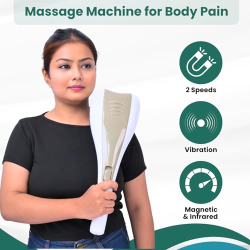 Image of Concepta Massage Machine for Body Pain - Electric Massager for Pain Relief with 2 Speeds, Vibration, Magnetic & Infrared Therapy - Handheld for Back, Neck, Legs with 4 Interchangeable Heads