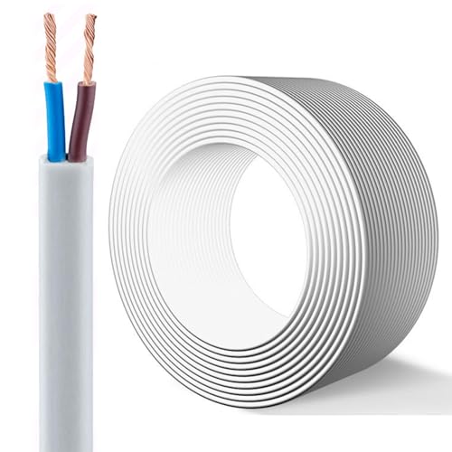 200 Pies 2 Hilos Cable RVV Flexible 0.75-2.5mm² Cobre Puro 300/500V Cubierta PVC Ignífuga Resistente Al Frío (-30°C) For Hogar/Proyectos Industriales(100ft,2C-0.75mm²)