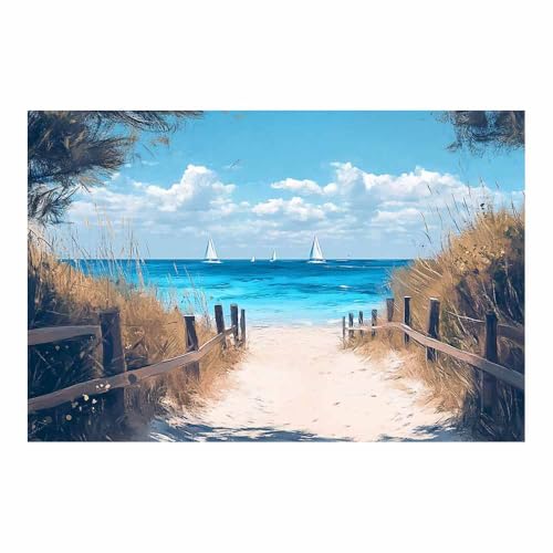XENIOU Nature Wall Art Ocean beachs painting artwork, wall decoration Living Room Bedroom Hallway Stairs Decoration(blue)-20x30cm Unframed