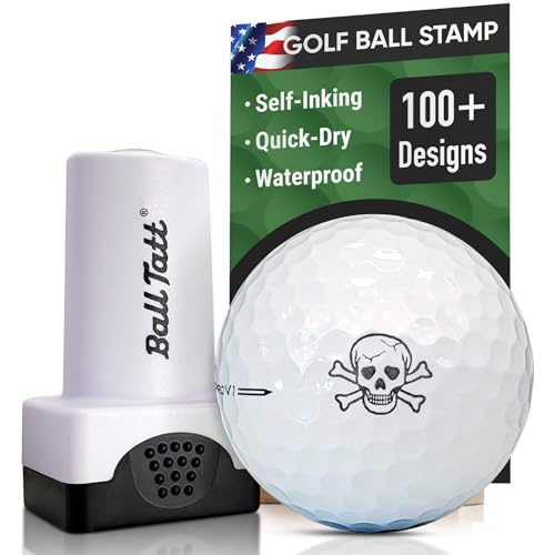 Ball Tatt - Skull & Crossbones Golf Ball Stamp, Golf Ball Stamper, Self-Inking Golf Ball Stamp Markers, Reusable Golf Ball Marking Tool to Identify Golf Balls, Golfer Gift Golfing Accessories