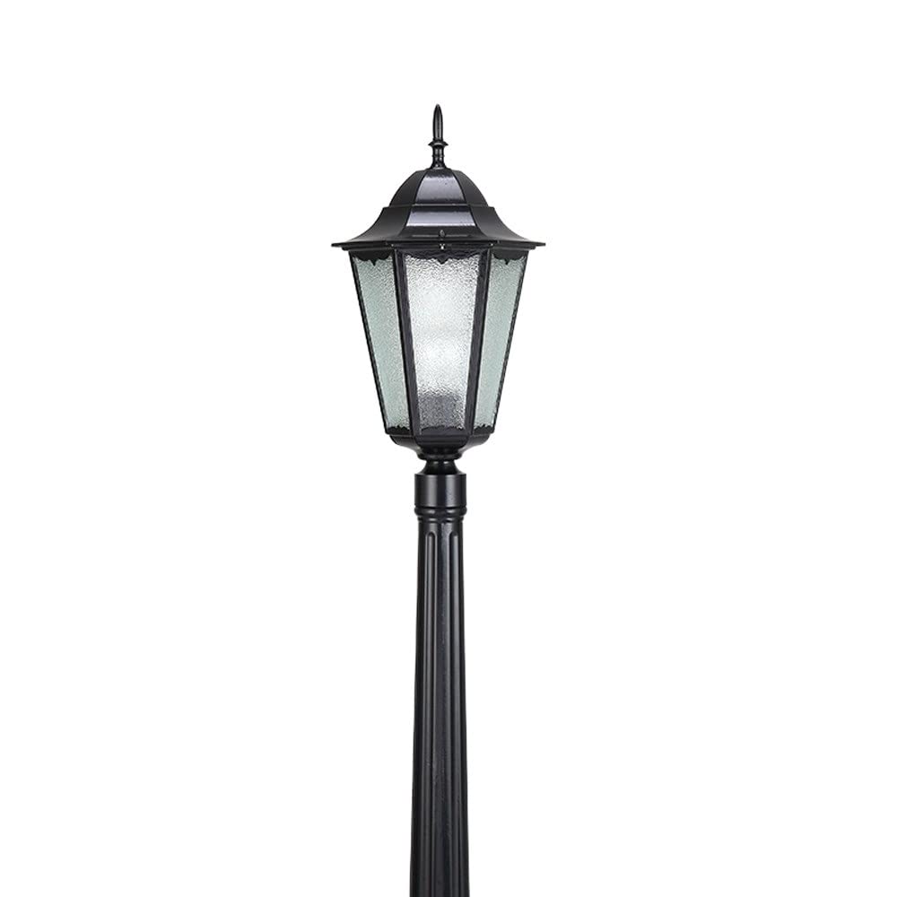 QUSYZD Lamp Post Lights Outdoor, Vintage European Antique Waterproof Glass Lantern Column Lamp Traditional Retro Villa Garden Lawn Pole Street Light Park External Land,145cm