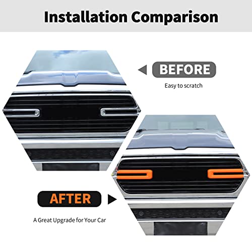 Image of Front Grille Inserts Trim Cover Grill U Bar Cover Frame Decoration Exterior Accessories for Dodge RAM 2018 2019 2020 2021 2022,Orange