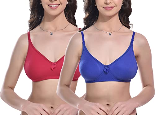 Image of FIMS - Fashion is my style Women Cotton Blend Non-Padded Bra Non-Wired Mould Seamless Cup Solid Bras Cup-B Pack of 1, Multicolor