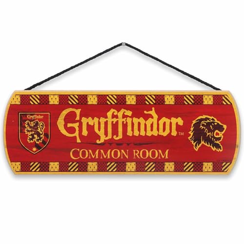 Open Road Brands Harry Potter Gryffindor Common Room Hanging Wood Wall Decor - Fun Gryffindor Sign for Teen Bedroom or Movie Room