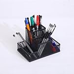 Desk Organizer Desktop Mesh Pen Pencil Holder Caddy with 4 Compartments, Office Home School Classroom Accessories Cool Supplies - Image 4