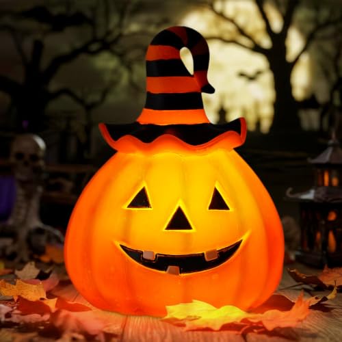 Halloween Pumpkin Outdoor Solar Light, Jack O Lantern with Witch Hat - image 7