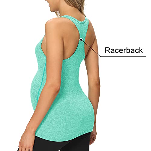Fitglam Women's Maternity Tank Tops Workout Active Athletic Yoga Sleeveless Shirts Pregnancy Racerback Activewear Clothes 3 Pack #TOP3
