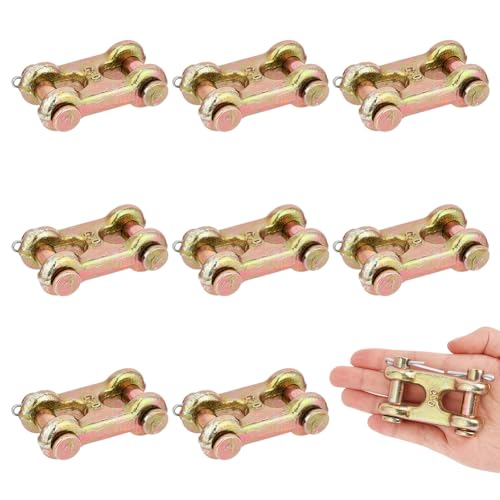 Doodlream 8 Stk. 3/8-Zoll-Doppel-U-Kettenverbinder, G70-geschmiedetes Stahl-Doppel-U-Reparaturlink, 2993 kg Traglast, Sicherheitskettenverbinder für Lastwagen und Anhänger