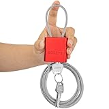 BOZZYS Cable Lock with 3 Keys | L 6.56ft(2m),D 1/6in(4mm) Adjustable Steel Cable Padlock | Aluminum Locks for Bikes, Gate, Lockers & Outdoor Gear | Weatherproof & Red