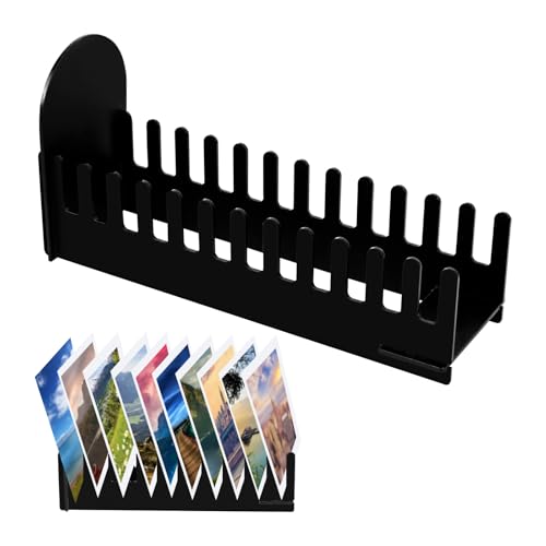 Briefhalter Acryl, Briefständer Schreibtisch mit 12 Schlitzen, Posthalter für den Schreibtisch, Mail Halter Sortierer, Brief Organizer für Wohnung Büro Schule, Schwarz, 1 Stück