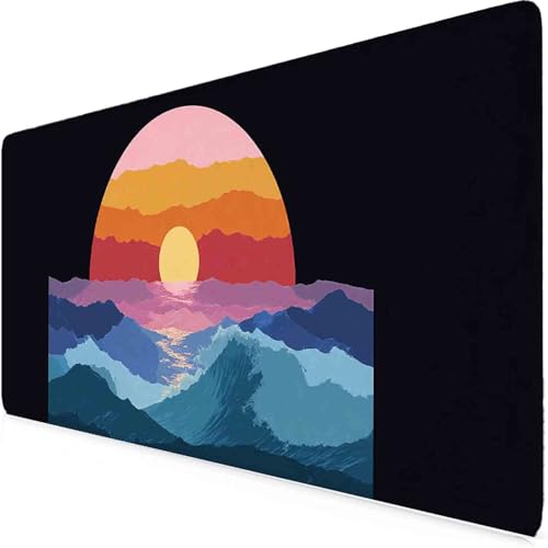Tapis de souris XXL coucher de soleil grand format gaming mouse pad caoutchouc antidérapant