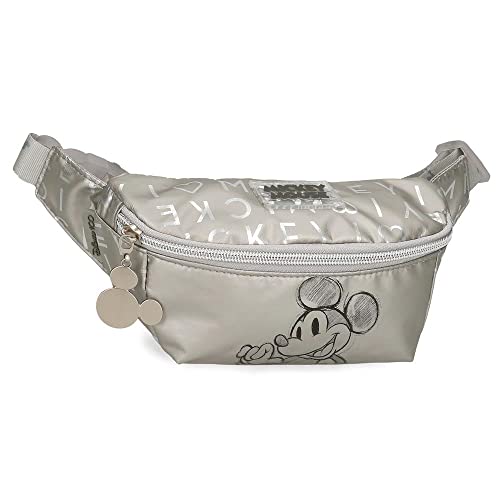 Disney Mickey 100 Riñonera Cuadrada Gris 17X12X6 Cms Poliéster