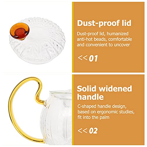 Luxshiny Hervidor de Té de Cristal 1Pc Tetera de Vidrio con La Tetera del Hogar del Filtro para El Té de Hoja Suelto… - Imagen 6