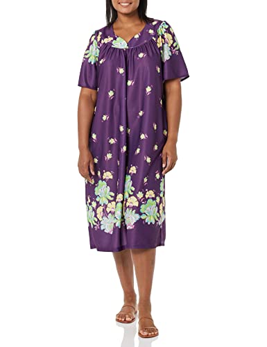 Image of AmeriMark Casual Women's Patio Muumuu House Dress Loose Comfortable Short Sleeve Sun Dress Lounger Gown Sleepwear for Ladies
