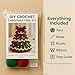 DIY Crochet Christmas Tree Kit – Crochet Christmas Tree Craft for Beginners & Adults, Handmade Holiday Decor, with Yarn, Hook, Beads, Bow & Pearl Embellishments, Step Instructions (Pink)