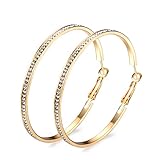 JunXin Eternity Rhinestone Stainless Steel Hoop Earrings Gold Plated Silver Plated,Gift for Women and Girls (Gold)