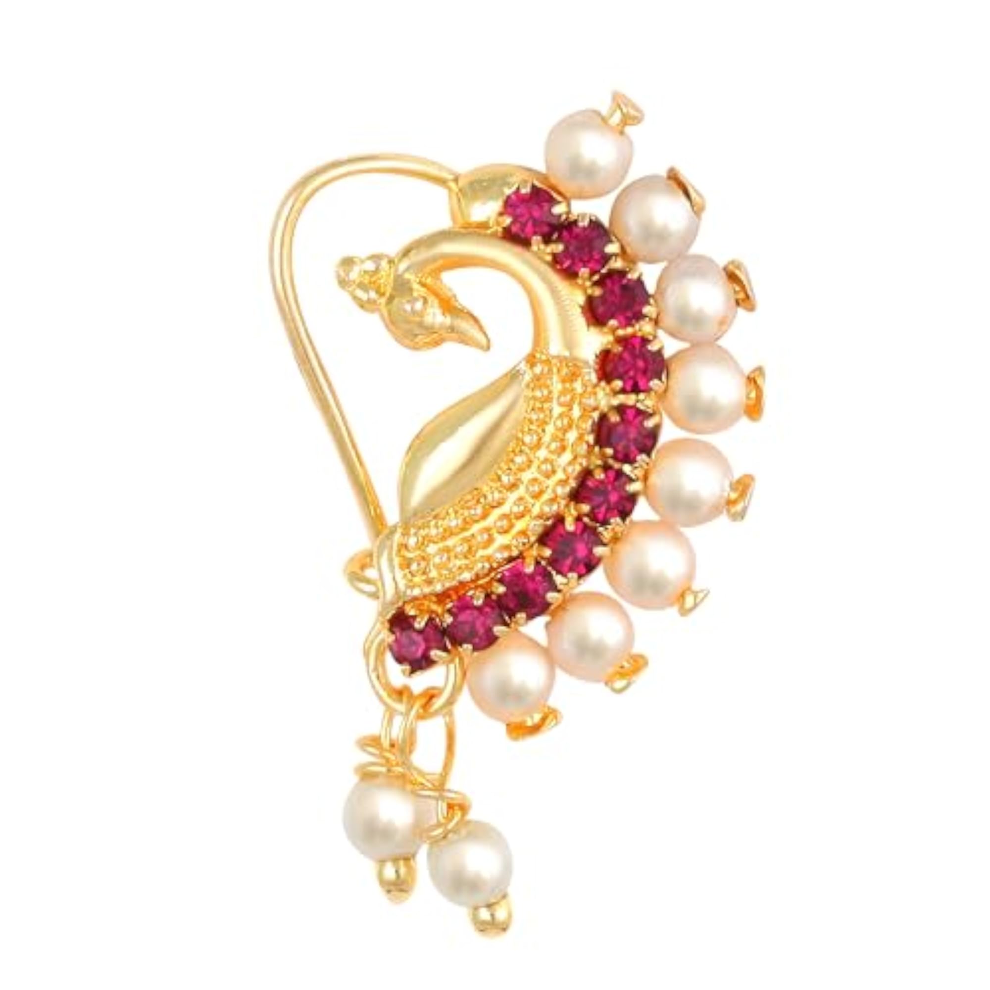 Women's Elegant Peacock Style Designed Nath Nosepin, Traditional