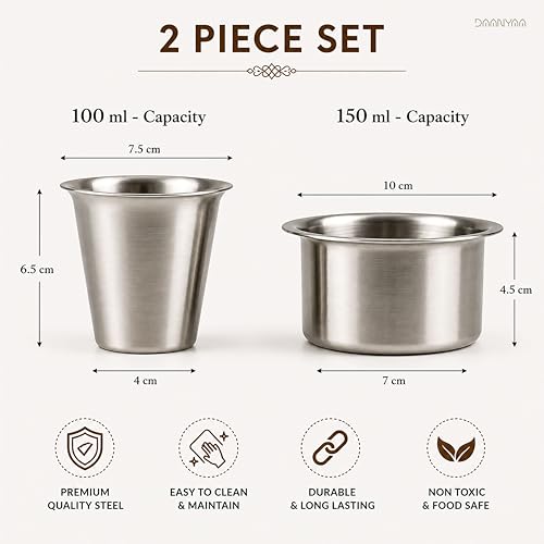 Image of Premium Stainless Steel Coffee Filter 250 ML Capacity with 2 Set of Dabra, South Indian Drip Coffee Maker | Madras Kaapi Maker Small Size For 3-4 Cups, Reusable Filter
