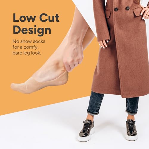 Eedor Women's 3 to 8 Pack Thin No Show Socks Non Slip Flat Boat Line