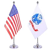 FWIW American USA 1775 Army Flag Army Table Flag,Small Mini Military Office Desk Flags With Stand Ba