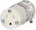 Leviton 15 Amp, 125 Volt, Connector, Straight Blade, Grounding, Power Indication, Hospital Grade, 8219-PLC, Transparent