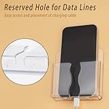 4pcs Wall Mounted Phone Holder, Adhesive Cell Phone Charging Holder Remote Control Holder with Charging Hole, Mobile Phone Wall Stand Shower Phone Holder for Bed Bedside Shelf Kitchen Bathroom (Clear) - Image 5