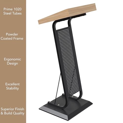 Image of TEKAVO Merito Podium Lectern for Classroom, Auditorium, Office, Church & School | Sleek & Modern Lecture Stand | Ideal for Presentations, Speeches & Events, Mic /Portable Mobile Office Conference