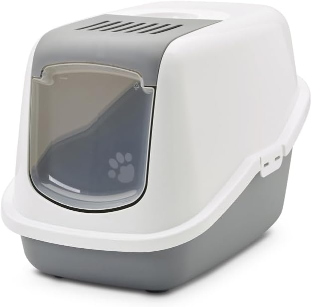 Lixit Animal Care Savic Toilet Home Nestor Cat Litter Box, Cold Grey/White