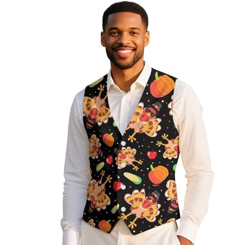 Mens Suit Vest Slim-Fit Men's Waistcoat for Thanksgiving Party Banquet Wrinkle-Free Men Suit Vest with Strap2