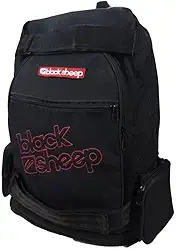 Black Sheep Mochila de Skate Preta com Estampa Animal, Única, Macia, Acolchoada, Zíper, Nylon, Alças, Bolsos Laterais, Para Skate