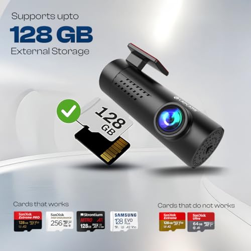 Image of LAPCARE 170 Wide Angle Dash Cam, Full HD 1080p, 360 Rotatable, Collision Sensor, Built-in Wi-Fi, GPS Tracking, Night Vision, Loop Recording, TF Card Slot- LWC-068