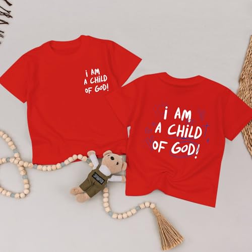 Image of KEEVICI Cute I Am A God of Child Shirt Girls Graphic Tees Christian T Shirts for Kids Jesus Religious Faith Cotton Summer Top