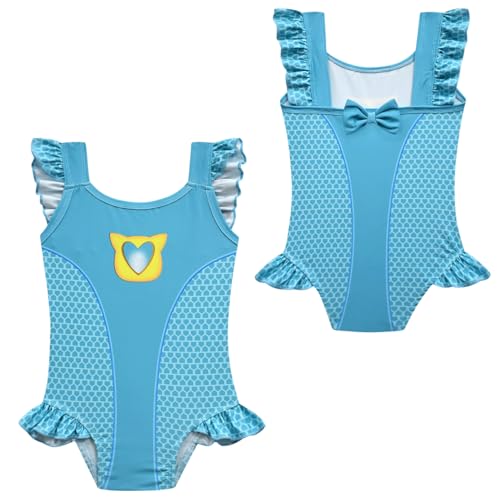 ACoiay Kids Girls Cute Kittycat Swimsuit with Swim Cap for 3-7 Years2