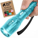 GORILLA GRIP Powerful LED Tactical Flashlight, Turquoise