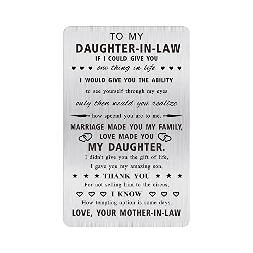Alotozo Daughter in Law Valentines Gifts - Engraved Wallet Card to My Daughter in Law - Christmas Birthday Card for Daughter-in-Law