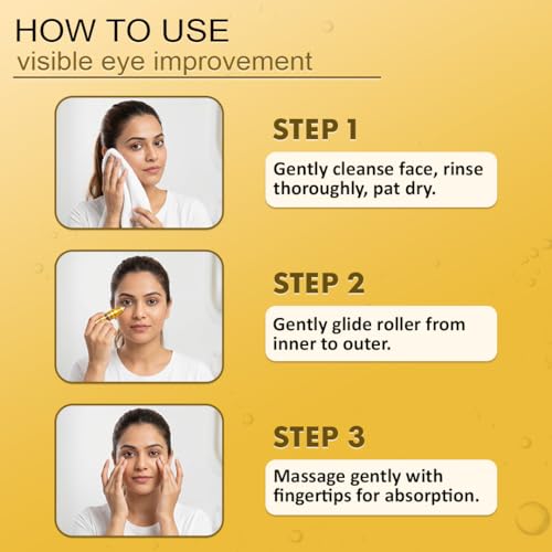 Image of Dr. Veda Under Eye Roll-On Cream for Dark Circles, Puffiness & Fine Lines | Eye Bag Remover | Cooling, Brightening & Hydrating Natural Formula | Anti-Wrinkle | For Men & Women | 10 ml
