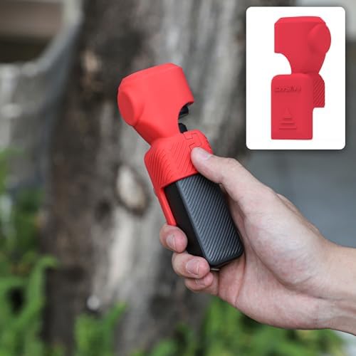Silicone Protective Cover for DJI OSMO Pocket 3, Gimbal Lens Screen Protector, Thick and Hard (Red)