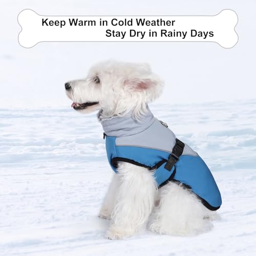 Savlot Hundemantel: Reflektierende Hunde-Wintermäntel mit Verstellbarer Schnalle, Wasserfest, für kleine, Mittelgroße und Große Hunde, Blau, M