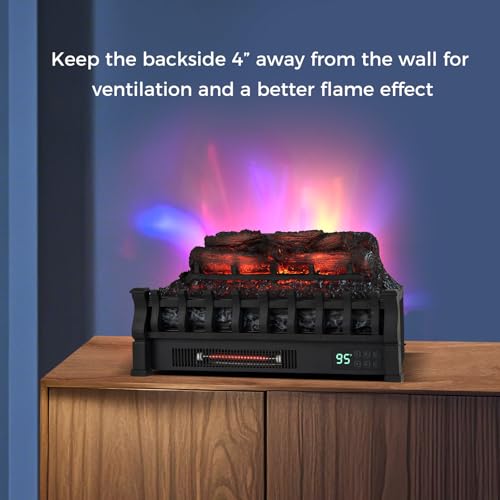 Image of Tangkula 23 Inch Infrared Quartz Electric Fireplace Pinewood Log Heater, Fireplace Insert with Remote Control, Adjustable 3D Flame Colors & Brightness, 8H Timer, Overheat Protection 1500W