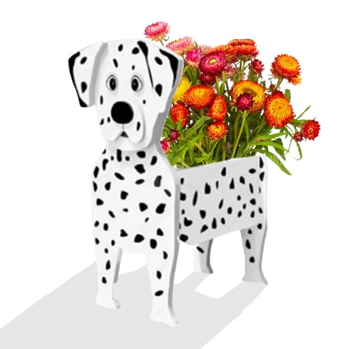 strolfay Dog Flower Planter Gifts for Women,Cute PVC Dog Planters,Flower Pots Indoor Outdoor,Garden Planter for Birthday,Office,Pet Lovers 9.45 * 5.91 * 13.39in(Dalmatian)
