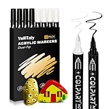 Yulltaiy Dual Tip Acrylic Paint Pens Markers, 8 Pack Black &Amp; White Paint Pens For Wood, Canvas, Stone, Rock Painting, Glass, Ceramic Surfaces, Diy Art Supplies (4 Black + 4 White)