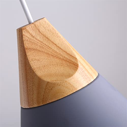 Lámpara de techo de madera y aluminio gris para comedor 6