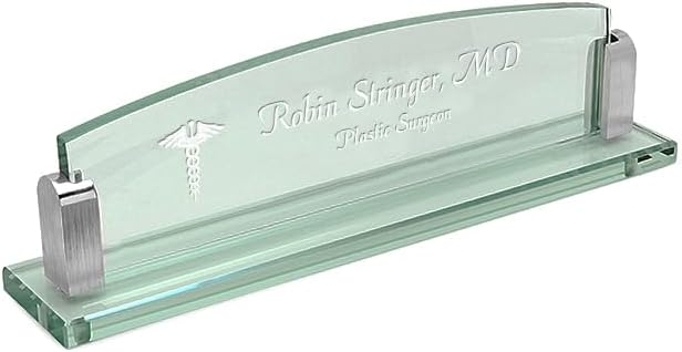 Executive Gift Shoppe | Personalized Doctor Theme Glass Desktop Name Plate