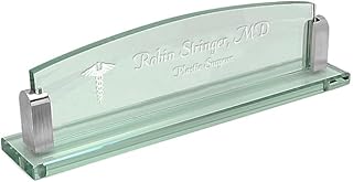 Executive Gift Shoppe | Personalized Doctor Theme Glass Desktop Name Plate